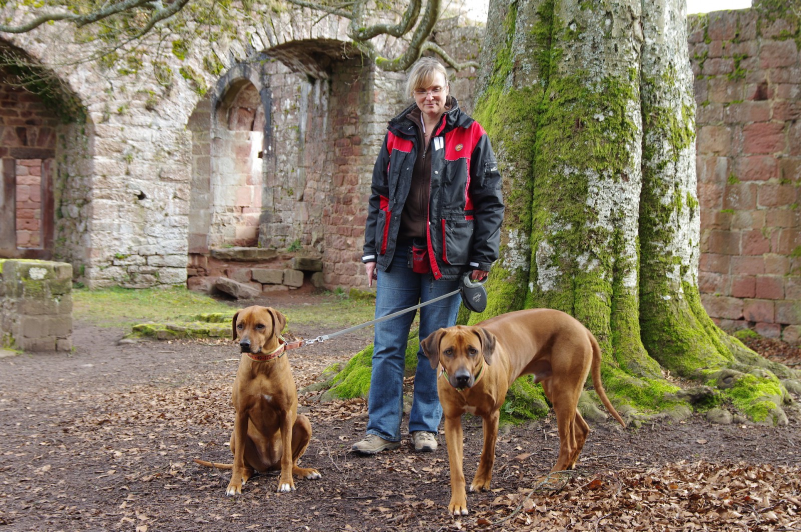 Das Burgfräulein mit ihren Hunden