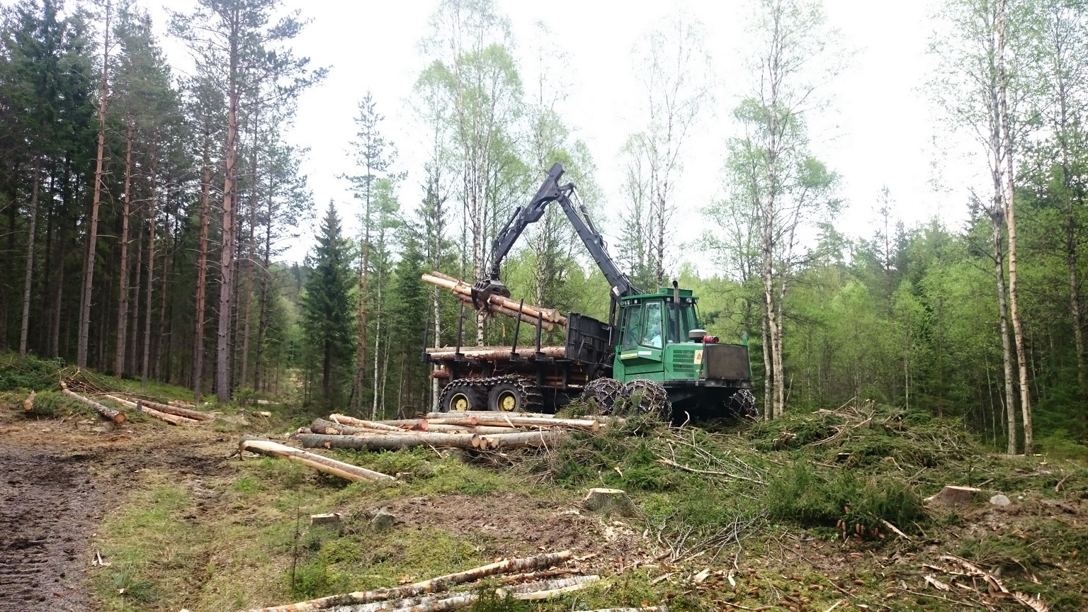 Die Pfeiffers in Schweden - mit diesem Gefährt wird das Holz verladen