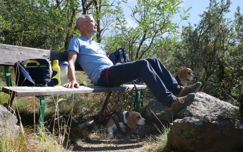 Südtirol mit Hund - dazu gehört es auch, ordentlich in der Sonne Pause zu machen