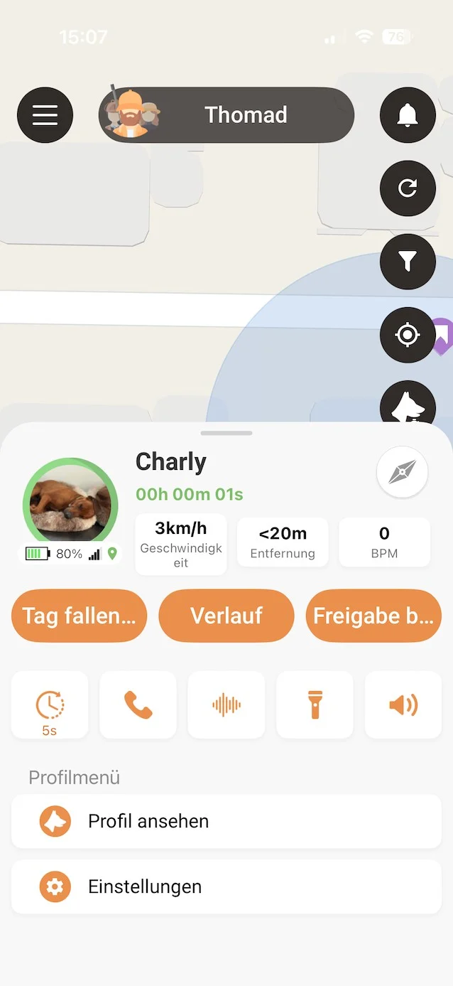 Beim MiniFinder Rex gibt es zahlreiche Funktionen - alleine für den Hund